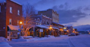 Downtown Truckee at Night Winter